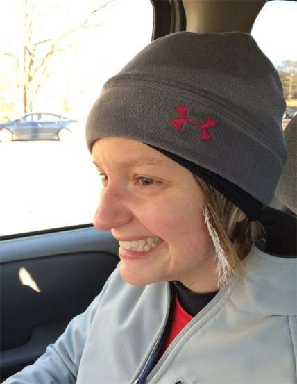 No those aren't highlights. My friend Abby's hair recently froze on long run.