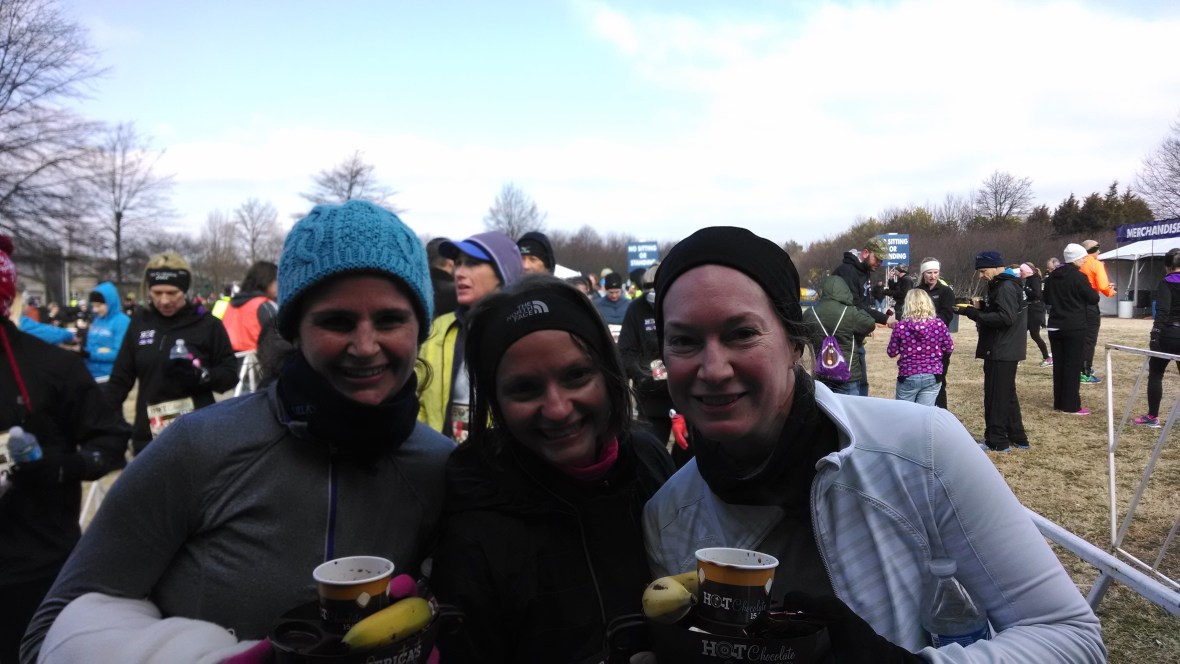 Gorging ourselves on delectable chocolate after the race 