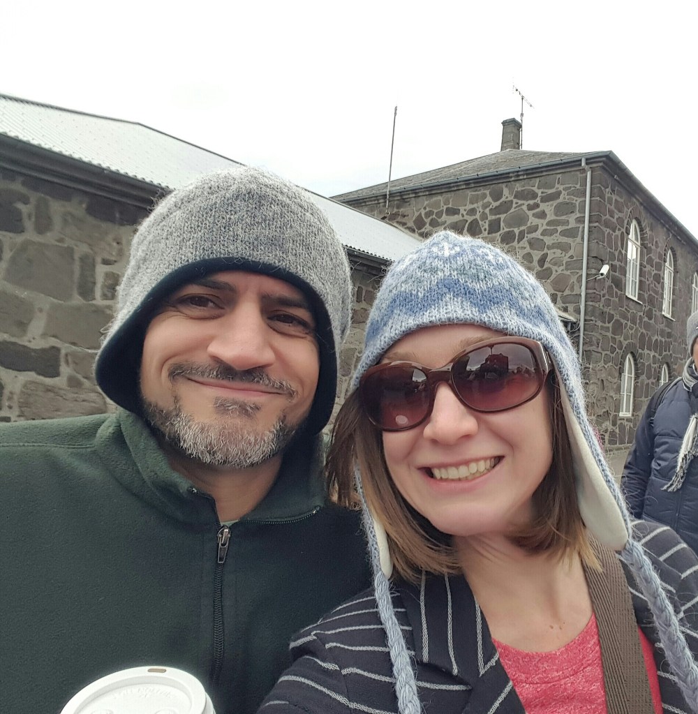 Russ and I touring Rekjavik. Where we looked like homeless people because we kept having to but more layers as we walked around town to keep from freezing to death.