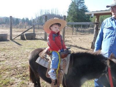 Love the look on dad's face as he watches Carson on the pony.