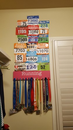 Added my medal to my "wall of glory" in my closet